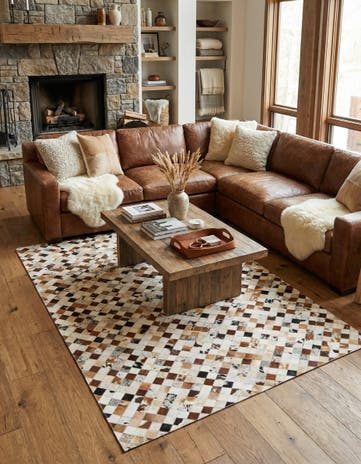 5' 1 x 8' Cowhide Leather Rug