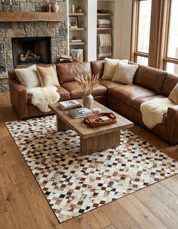 5' 1 x 8' Cowhide Leather Rug