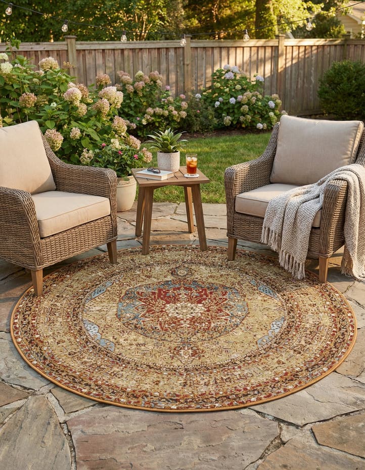 5' 3 x 5' 3 Easy-Clean Traditional Indoor / Ou...