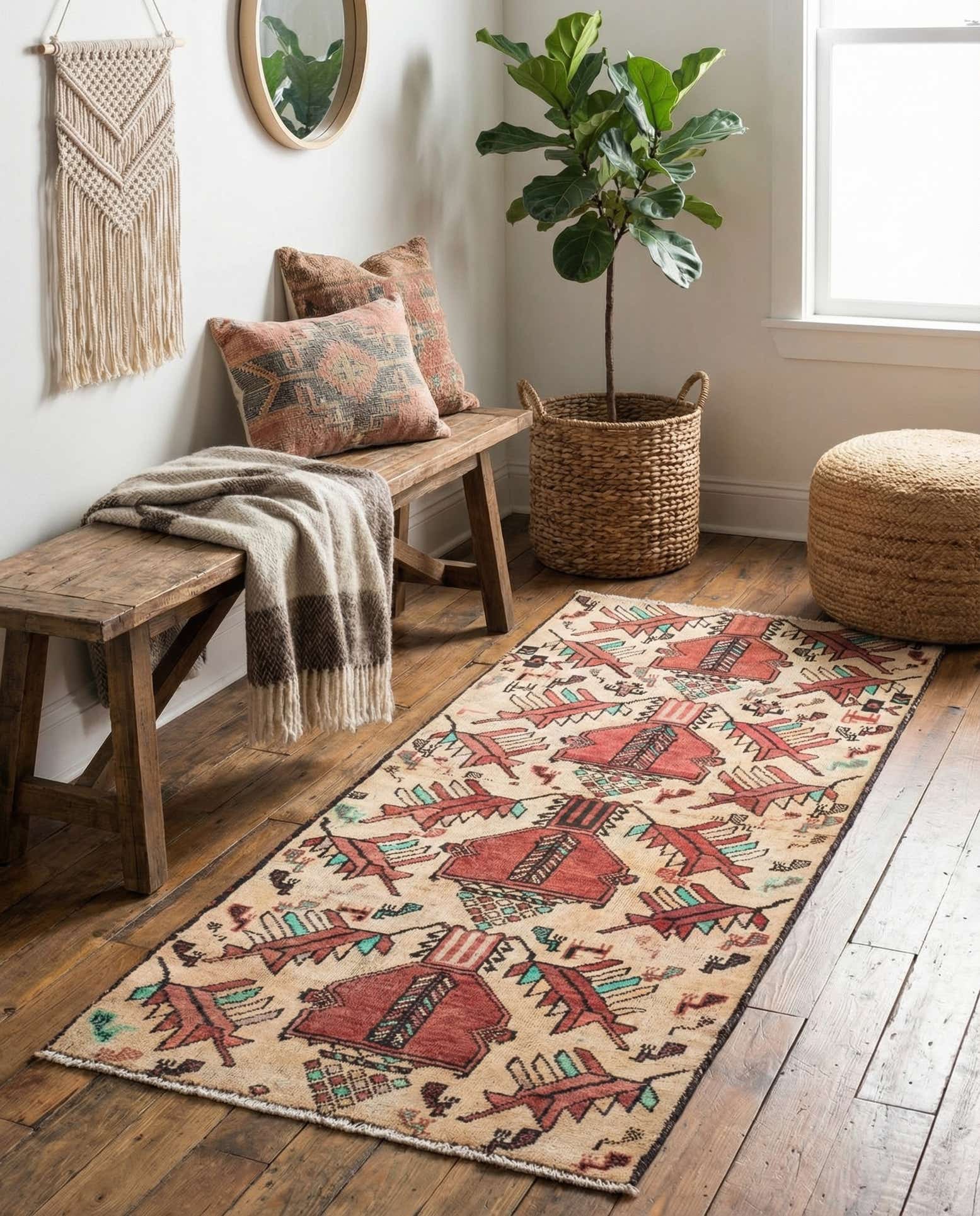 2' 4 x 5' 2 Hand Knotted Ultra Vintage Persian Wool Runner Rug