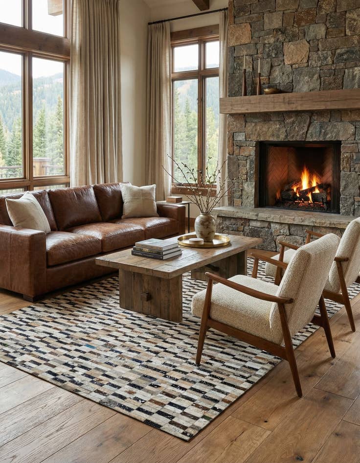 Detail image of 5' 1 x 8' 1 Cowhide - Patchwork Rug