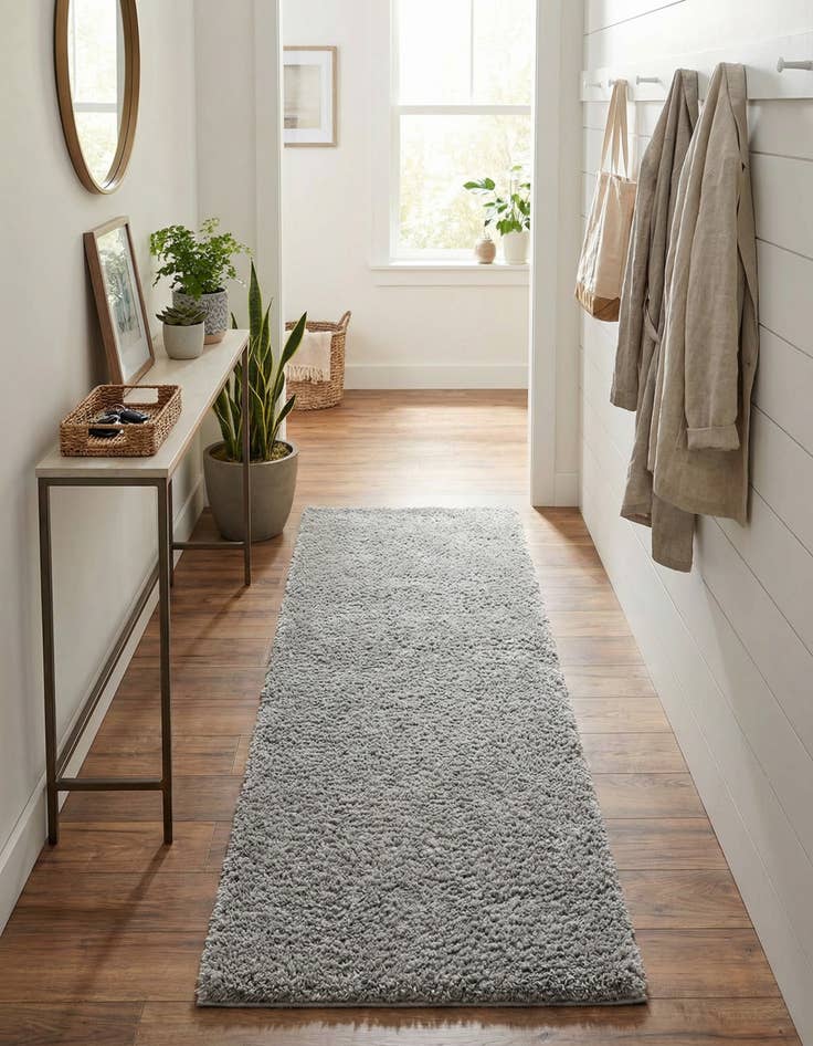 Detail image of  2' 7 x 10' Solid Shag Runner Rug