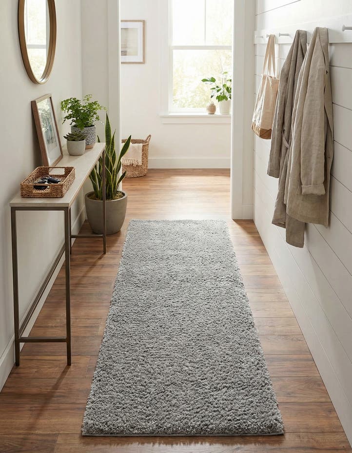 2' 7 x 10' Solid Shag Runner Rug