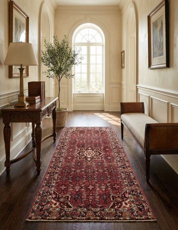5' 5 x 11' 5 Hand Knotted Hossainabad Persian Wool Runner Rug