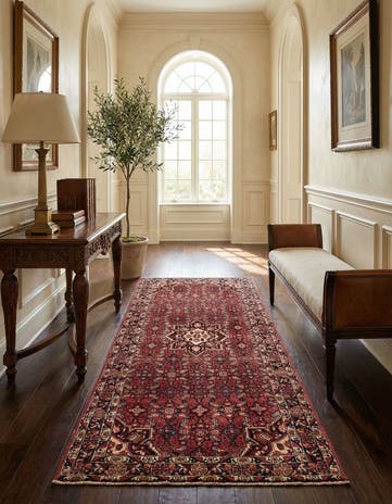 5' 5 x 11' 5 Hand Knotted Hossainabad Persian Wool Runner Rug