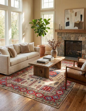 6' x 9' 1 Hand Knotted Kazak Rug