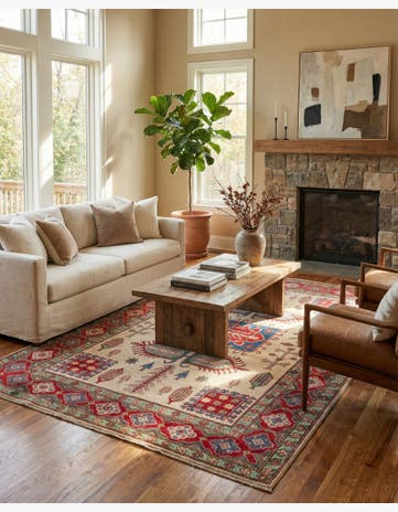 6' x 9' 1 Hand Knotted Kazak Rug
