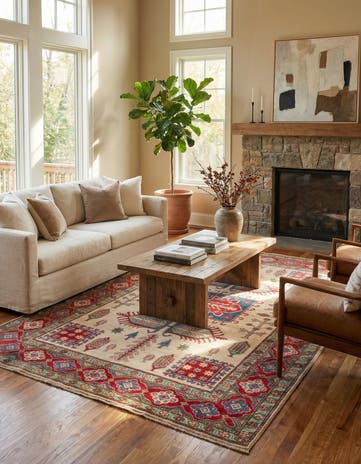 6' x 9' 1 Hand Knotted Kazak Rug