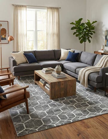 Grey Lattice Trellis Rug