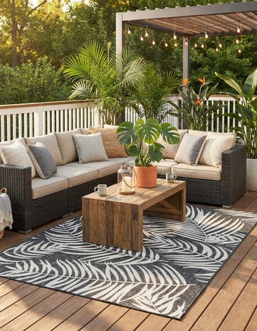 7' x 10' Easy-Clean Botanical Indoor / Outdoor Rug