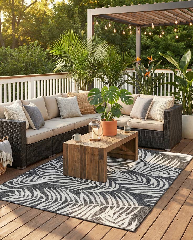 Detail image of 7' x 10' Easy-Clean Botanical Indoor / Outdoor Rug