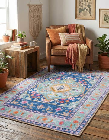 Blue Washable Timeless Rug