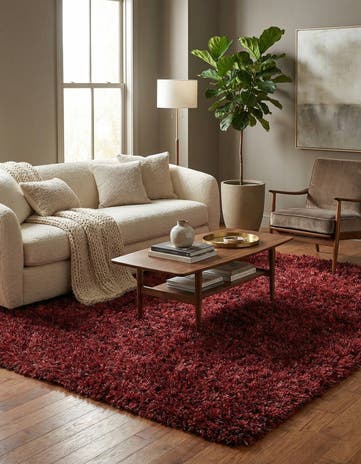 5' x 6' 6 Hand Knotted Solid Shag Rug