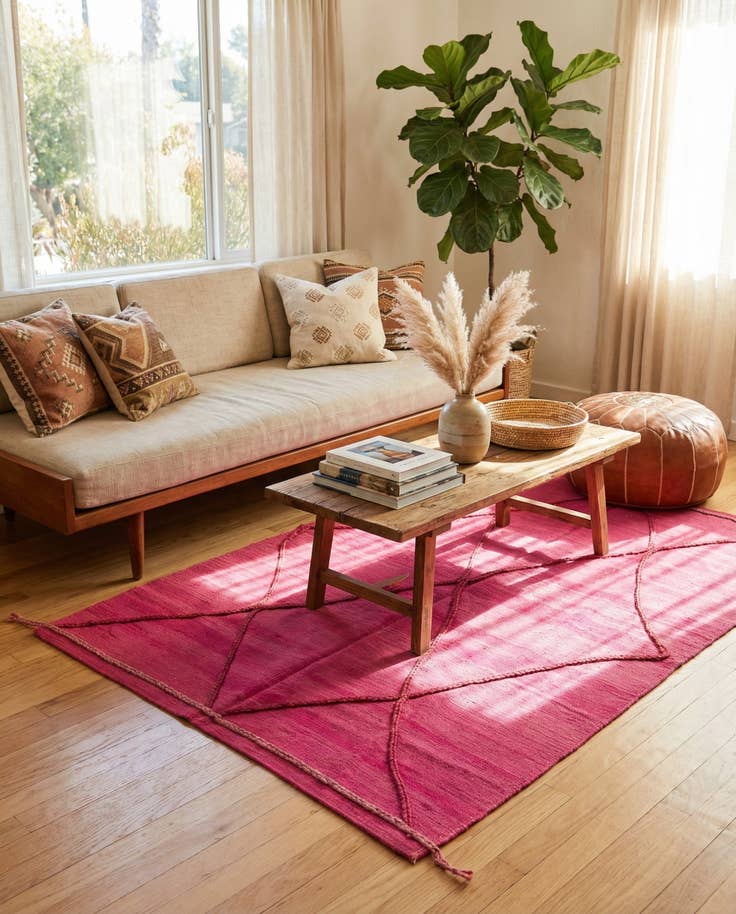 Detail image of 4' 1 x 6' Hand Knotted Moroccan Wool Rug
