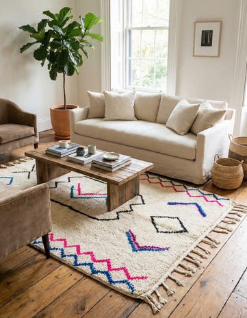 4' 6 x 6' Hand Knotted Moroccan Wool Rug