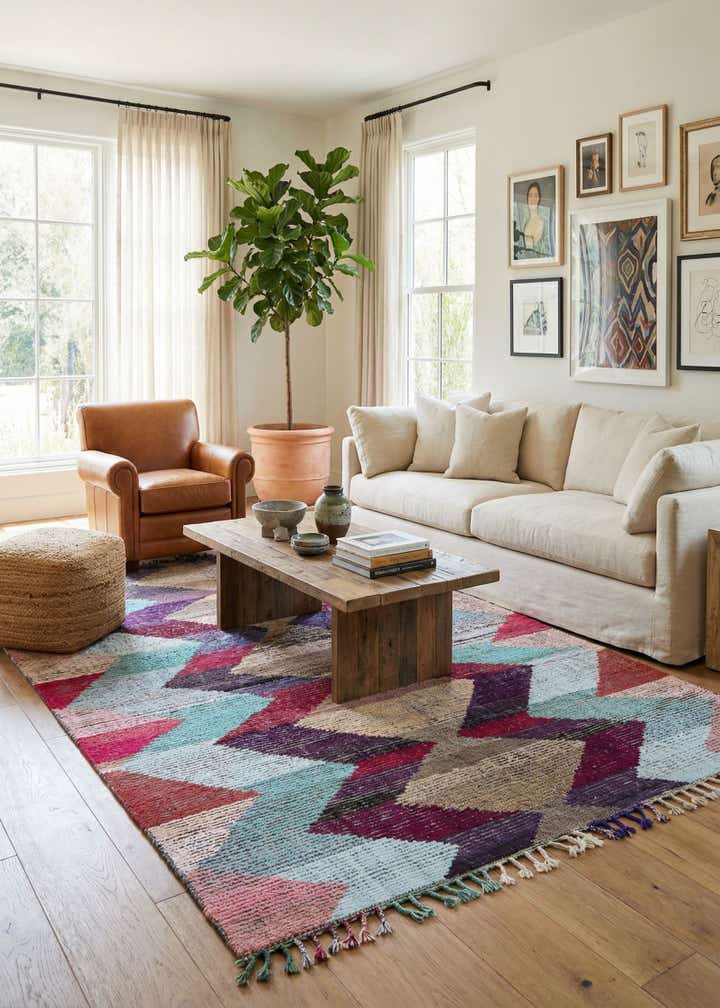 9' 2 x 12' 1 Hand Knotted Moroccan Wool Rug