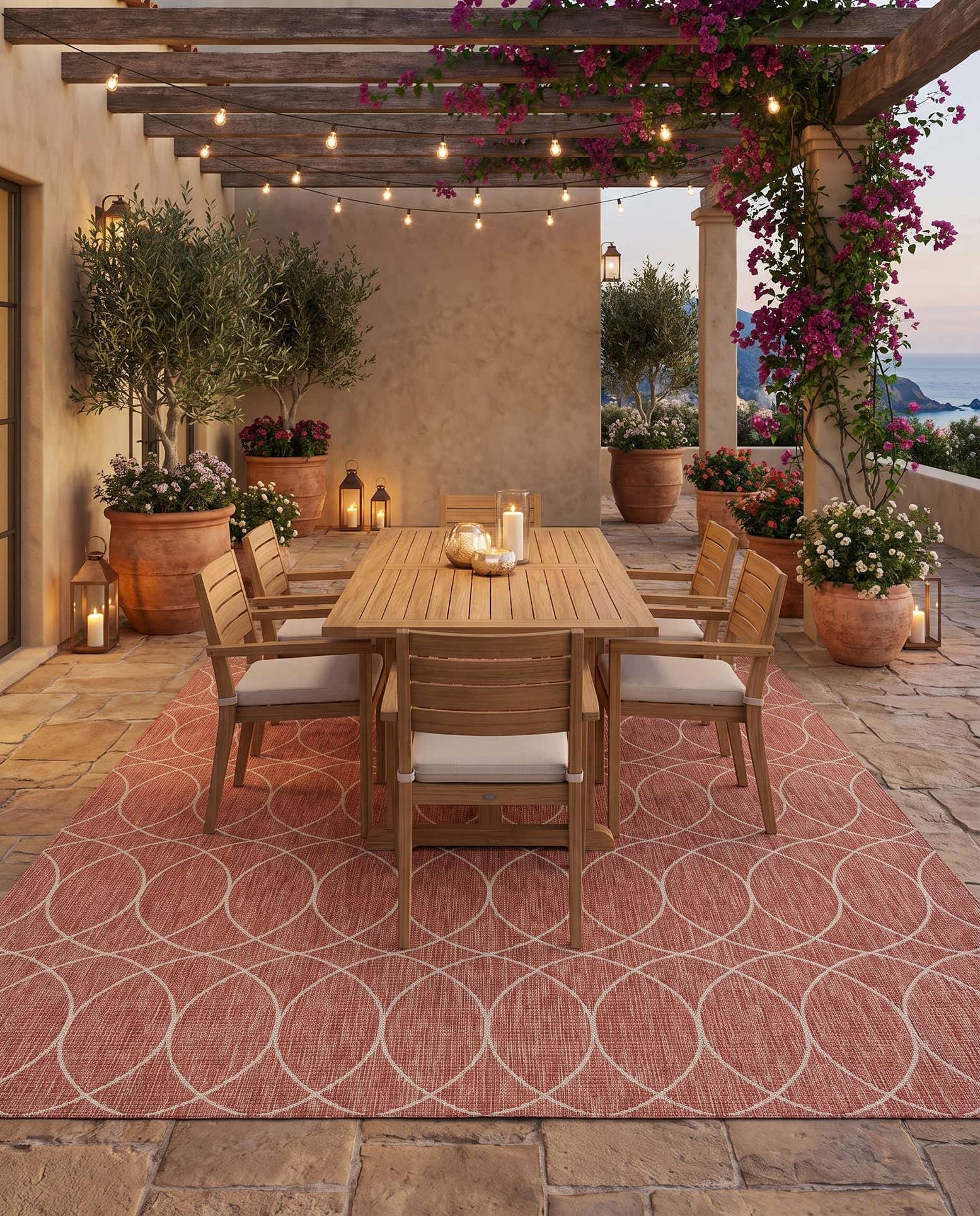 10' x 10' Easy-Clean Trellis Indoor / Outdoor Square Rug