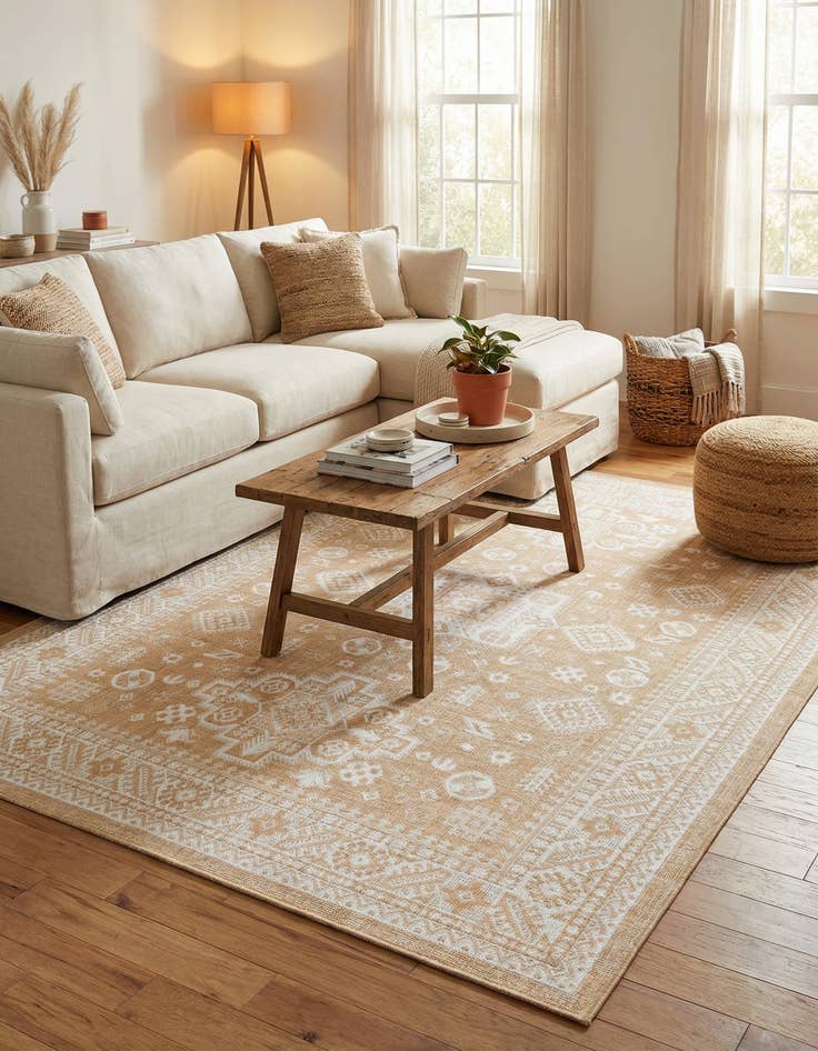 Detail image of 7' 10 x 11' Easy-Clean Aztec Indoor / Outdoor Rug