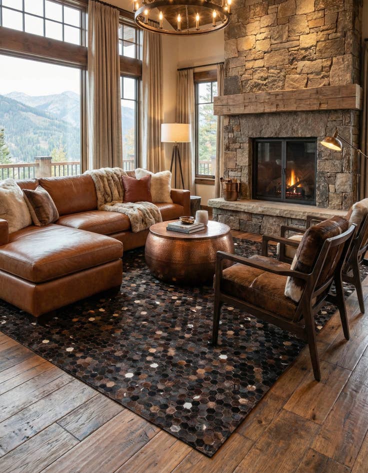 Detail image of 8' x 10' Cowhide Stocks Rug