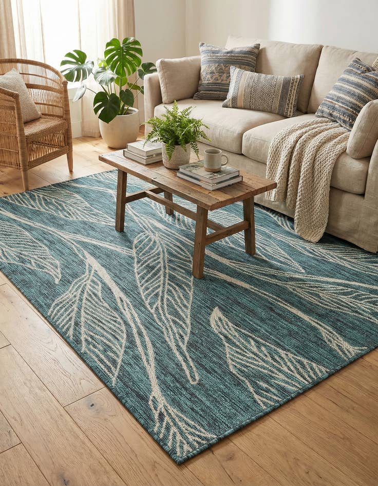 Detail image of  4' x 6'  Washable Botanical Indoor / Outdoor Rug