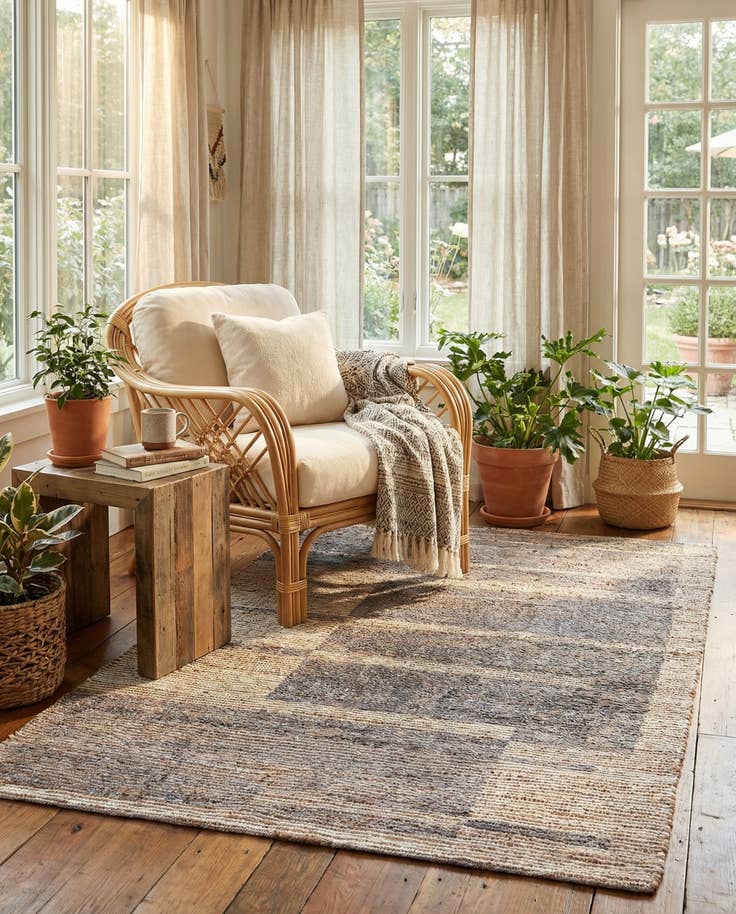 Detail image of 4' 1 x 6' Chenille Jute Rug