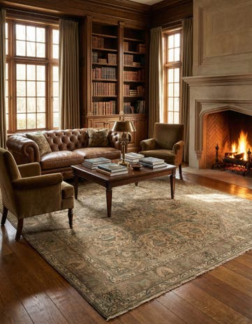 6' 7 x 9' 7 Hand Knotted Kashmar Persian Wool Rug