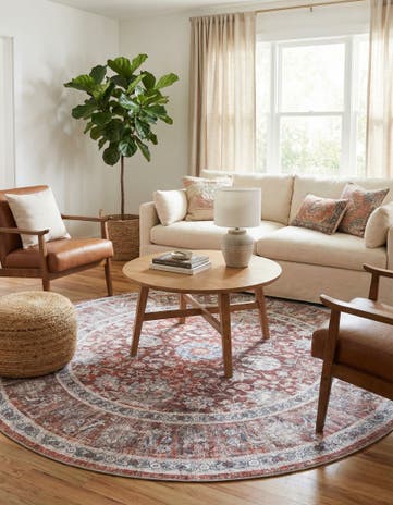 Antique Red Yara Round Rug