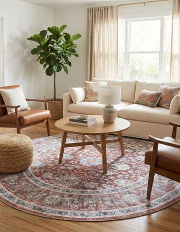 Antique Red Yara Round Rug