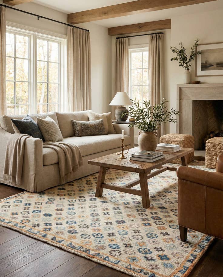 Detail image of 6' 2 x 9' 5 Hand Knotted Darya Wool Rug