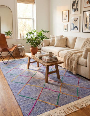 4' 8 x 8' Hand Knotted Moroccan Wool Rug
