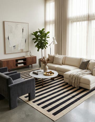 6' 8 x 9' 10 Hand Woven Kilim Modern Wool Rug