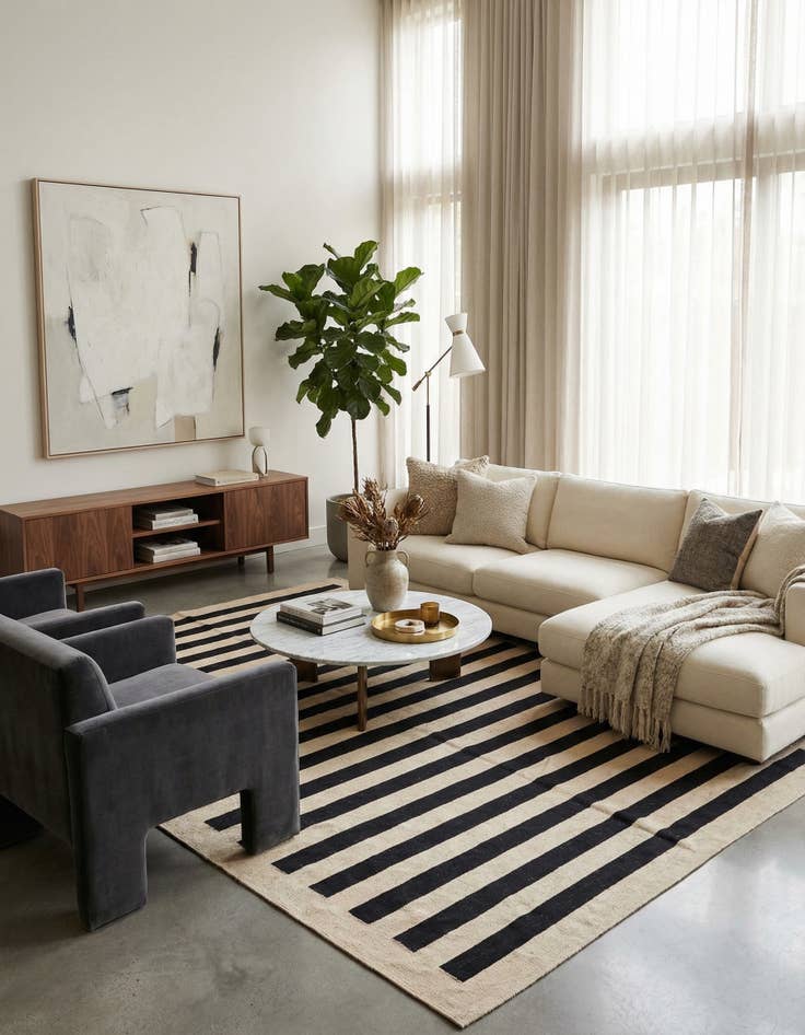 Detail image of 6' 8 x 9' 10  Hand Woven Kilim Modern Wool Rug