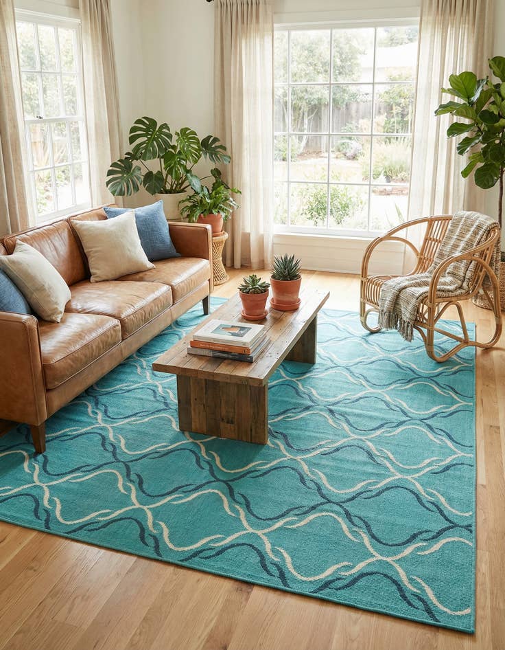 Detail image of 5' 3 x 8' Easy-Clean Trellis Indoor / Outdoor Rug