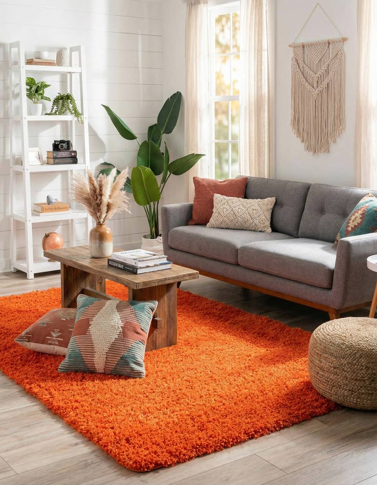 Detail image of  5' 3 x 8' Solid Shag Rug