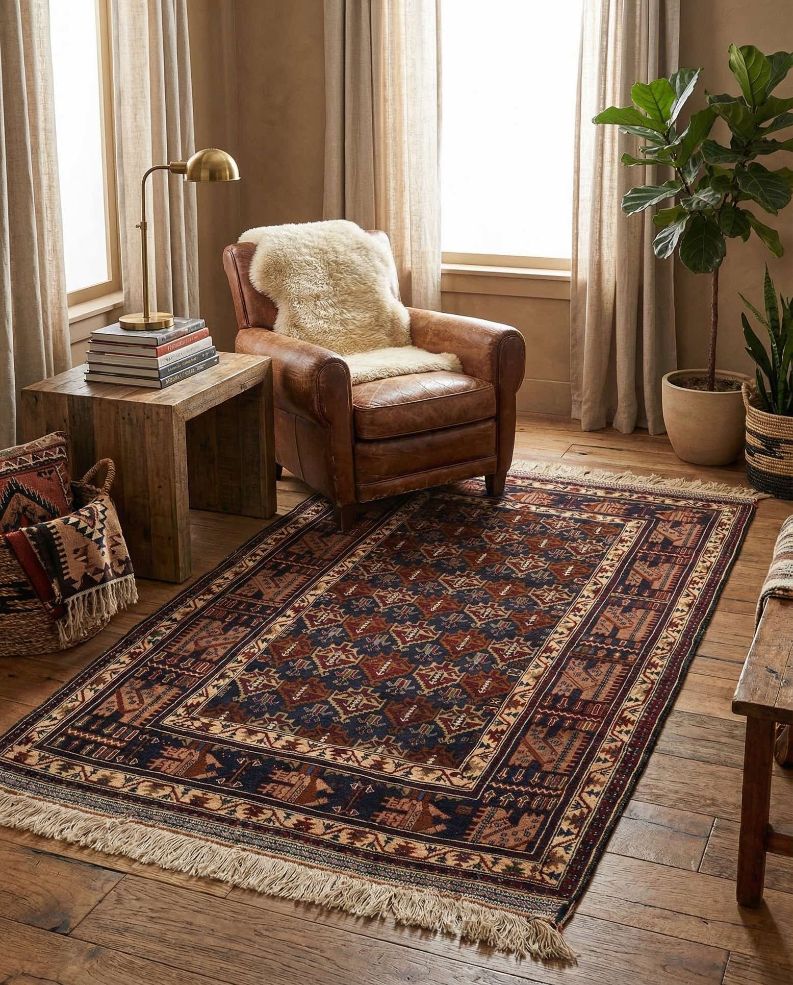 3' 9 x 6' 6 Hand Knotted Balouch Persian Wool Rug
