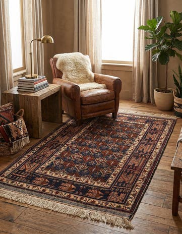 3' 9 x 6' 6 Hand Knotted Balouch Persian Wool Rug