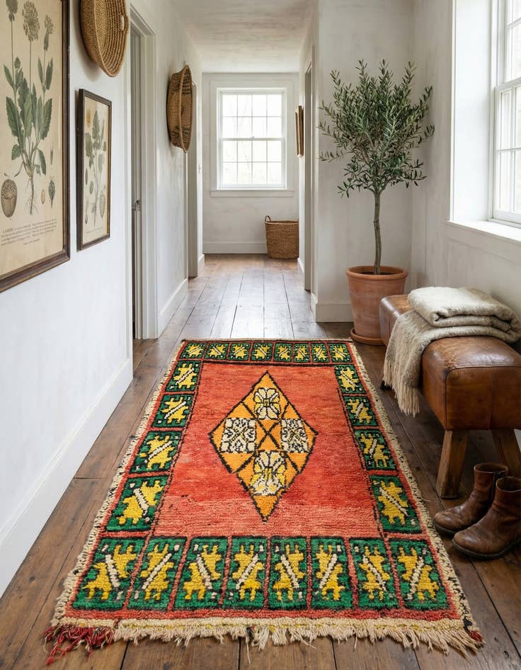 Detail image of  4' 3 x 8'  Hand Knotted Moroccan Wool Runner Rug