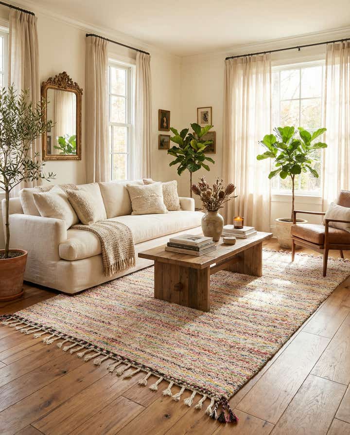 4' 8 x 7' 10 Hand Knotted Moroccan Wool Rug