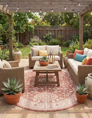7' 10 x 10' Easy-Clean Aztec Indoor / Outdoor Oval Rug
