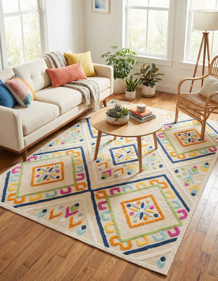 Detail image of 4' 7 x 7' 3  Washable  Indoor / Outdoor Rug