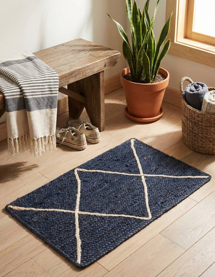 Detail image of  2' x 3' 1  Hand Braided Jute Rug