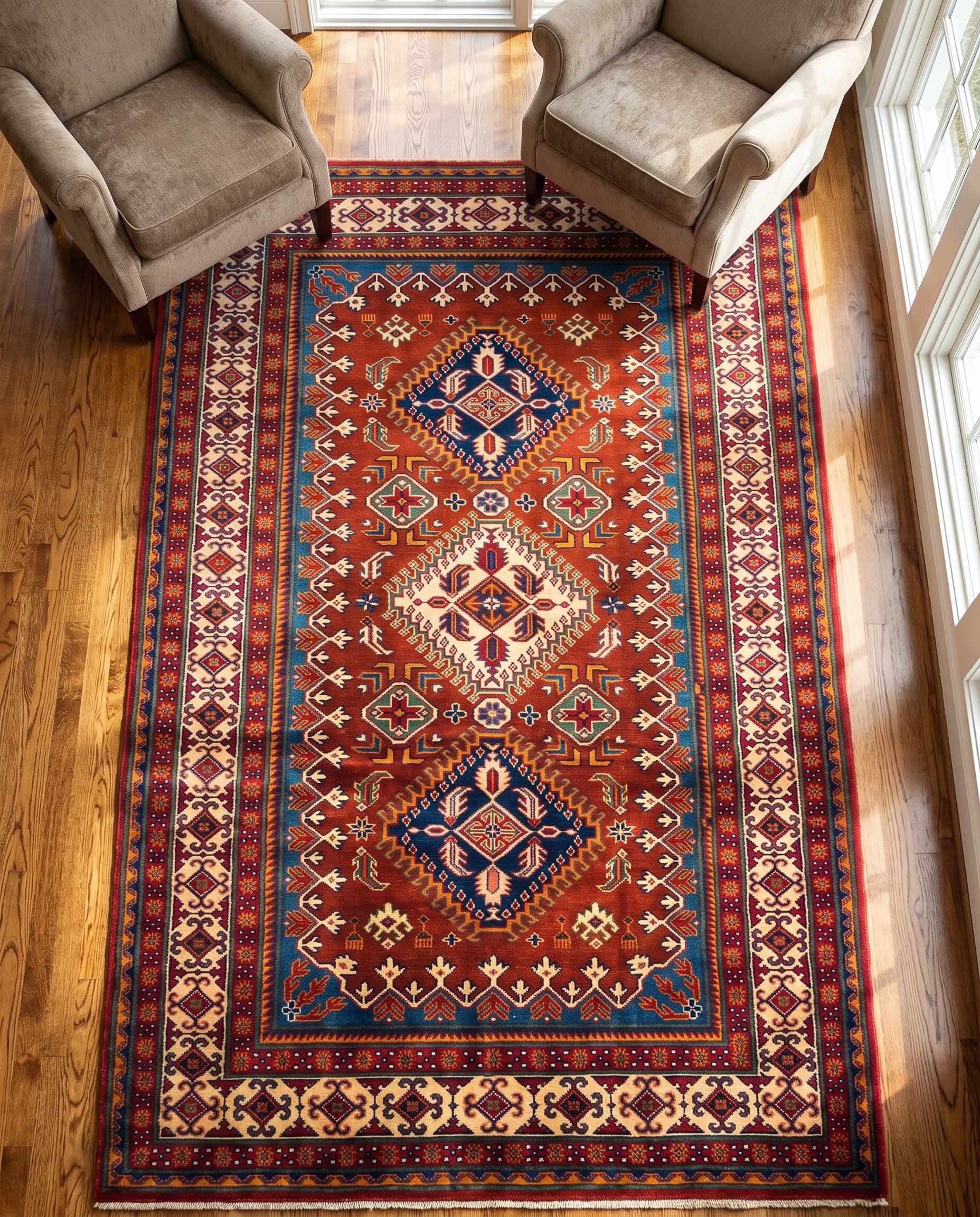 4' x 6' 5 Hand Knotted Shirvan Rug