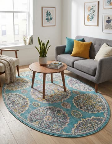 Blue Paragon Oval Rug