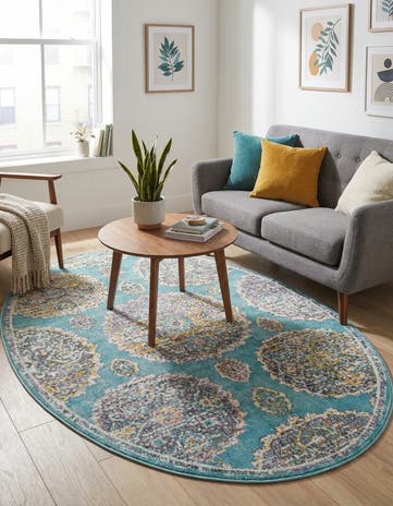 Blue Paragon Oval Rug