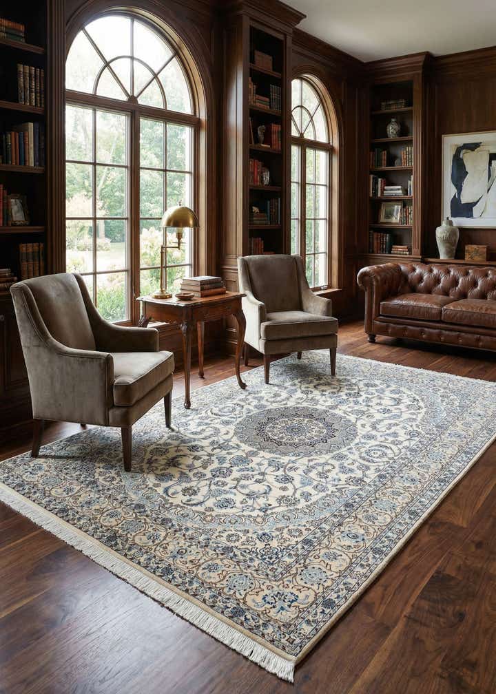 5' 3 x 8' 6 Hand Knotted Nain Rug