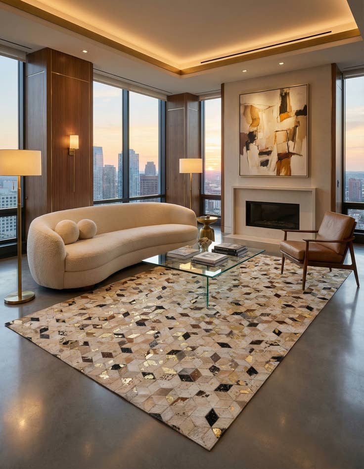 Detail image of  5' 3 x 8' Cowhide - Patchwork Rug