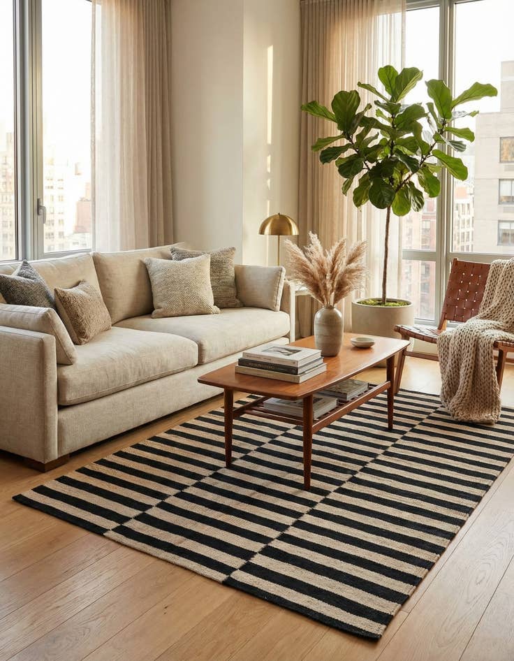 Detail image of 3' 4 x 4' 8  Hand Woven Kilim Modern Wool Rug