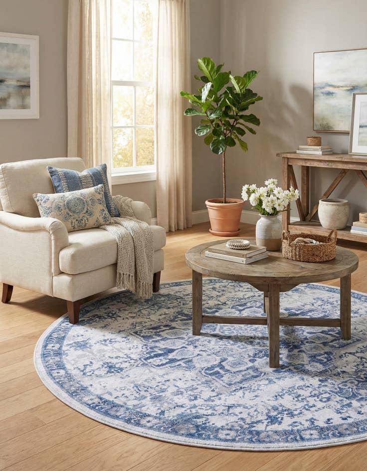 Detail image of 5' 3 x 5' 3  Washable Renaissance Round Rug