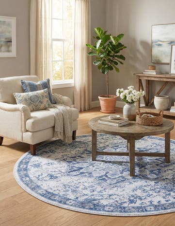 5' 3 x 5' 3 Washable Francesca Round Rug