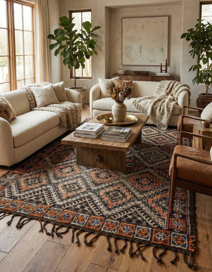 Detail image of 5' 9 x 11' 4  Hand Knotted Moroccan Wool Runner Rug